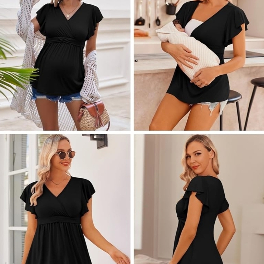 Brand New Maternity Short Sleeve Shirts Womens Size Large - Picture 3 of 5